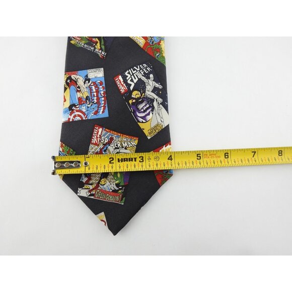 Vintage Marvel Comics Silk Necktie Superhero Collage Men's Neck Tie Black Comic - Picture 3 of 6